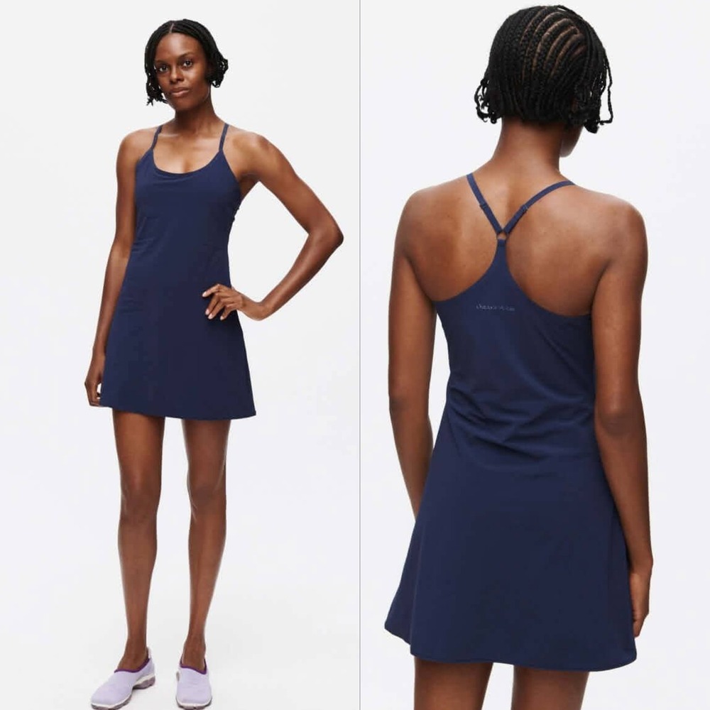 Outdoor Voices Exerciseβ Dress Women Small S Navy Blue Built-in Shorts Pocket